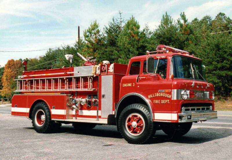 1980 Ford F-8000 FMC (retired).  1000gpm / 750gal.  Hillsborough's 3rd Fire Truck.  Purchased to replace 1964 Ford.